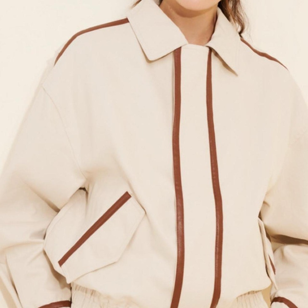 Kenny trimmed bomber jacket fits S-L oversized Cream jacket